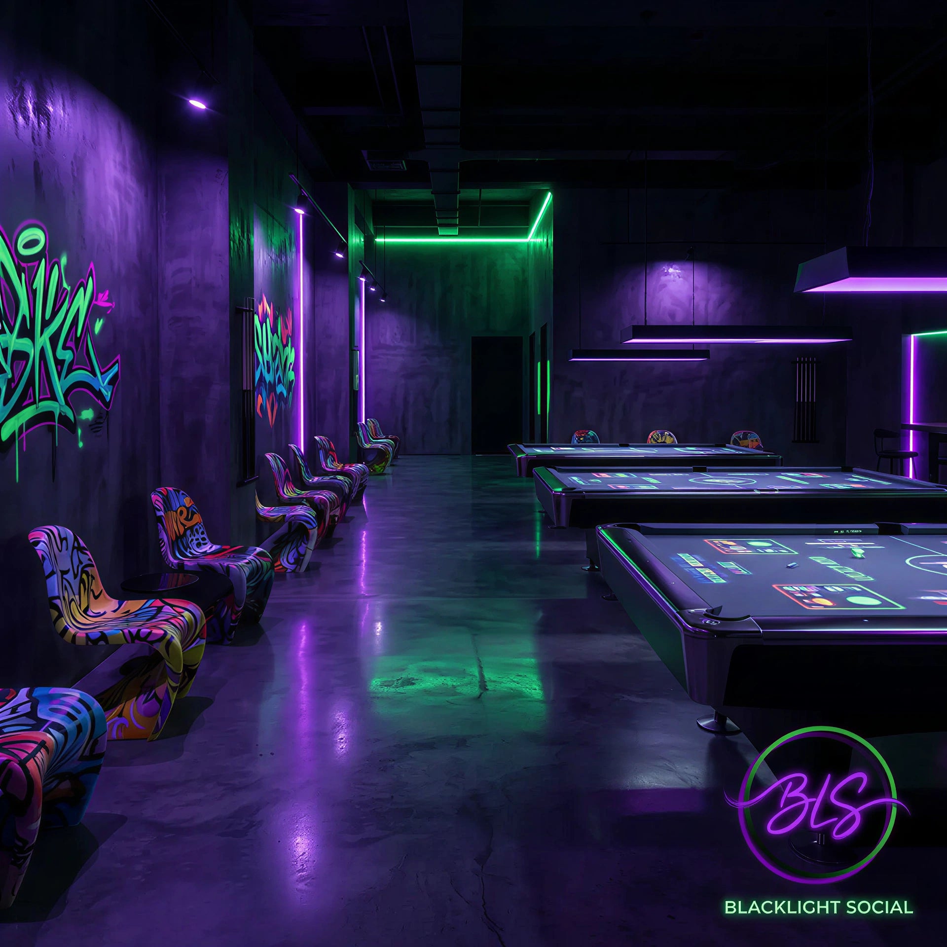 Pool Tables Blacklight Social Interior 
